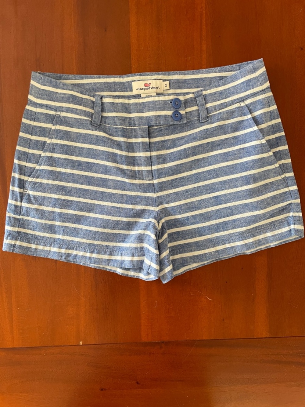 Vineyard Vines Blue and White Striped Cotton Bermuda Shorts